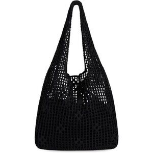 Crochet Tote Bag Hollow Out Black